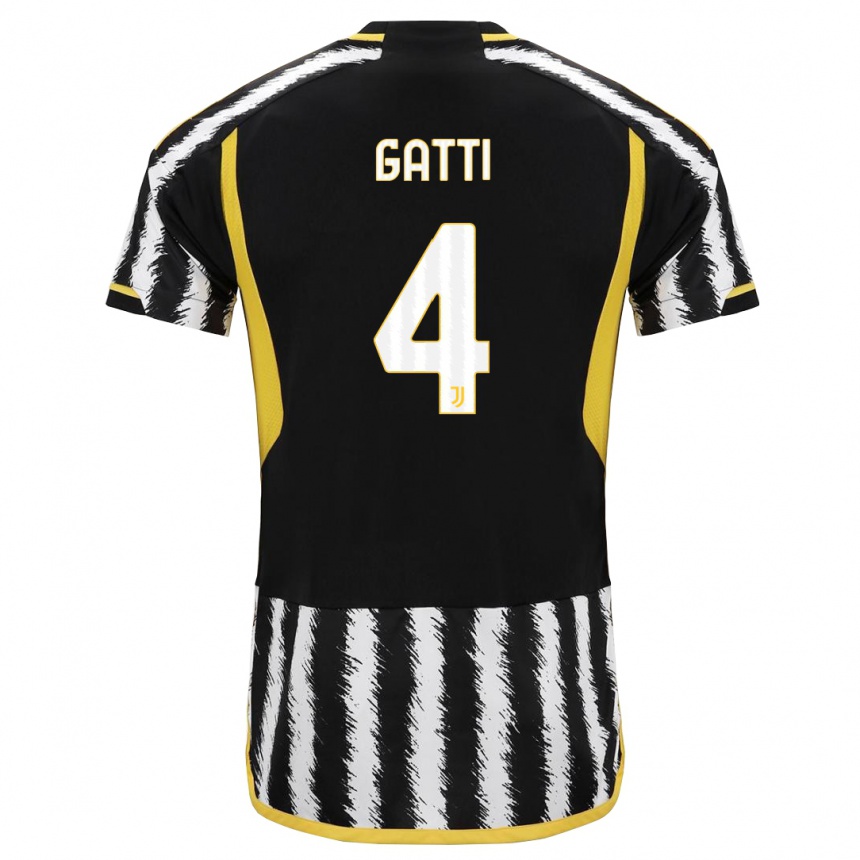 Men  Federico Gatti #4 Black White Home Jersey 2023/24 T-Shirt