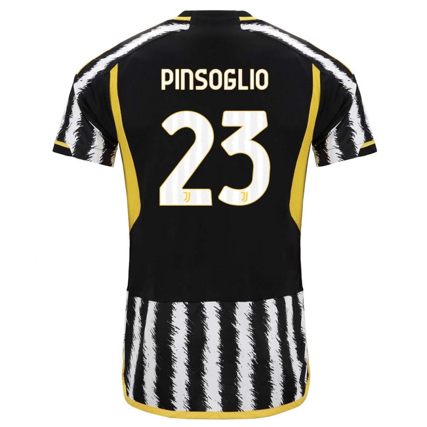 Men  Carlo Pinsoglio #23 Black White Home Jersey 2023/24 T-Shirt
