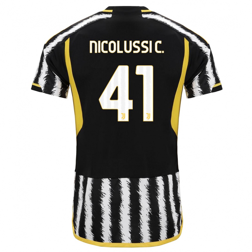 Men  Hans Nicolussi Caviglia #41 Black White Home Jersey 2023/24 T-Shirt