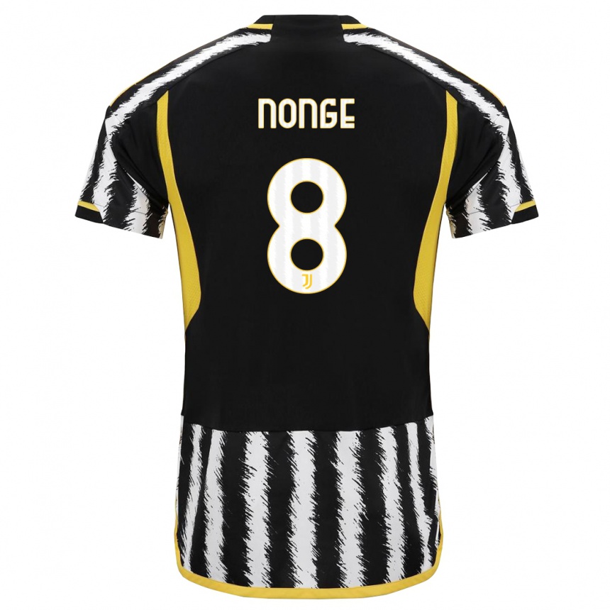 Men  Joseph Nonge #8 Black White Home Jersey 2023/24 T-Shirt