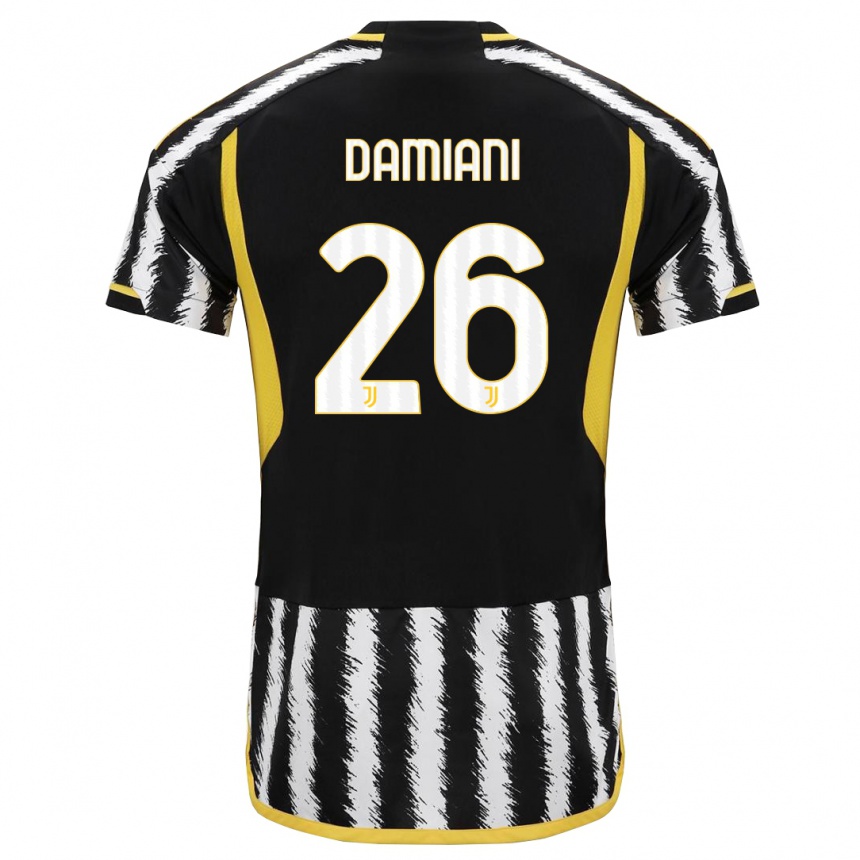 Men  Samuele Damiani #26 Black White Home Jersey 2023/24 T-Shirt