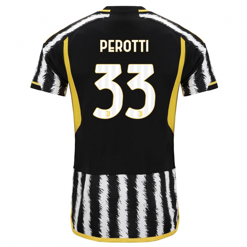 Men  Clemente Perotti #33 Black White Home Jersey 2023/24 T-Shirt