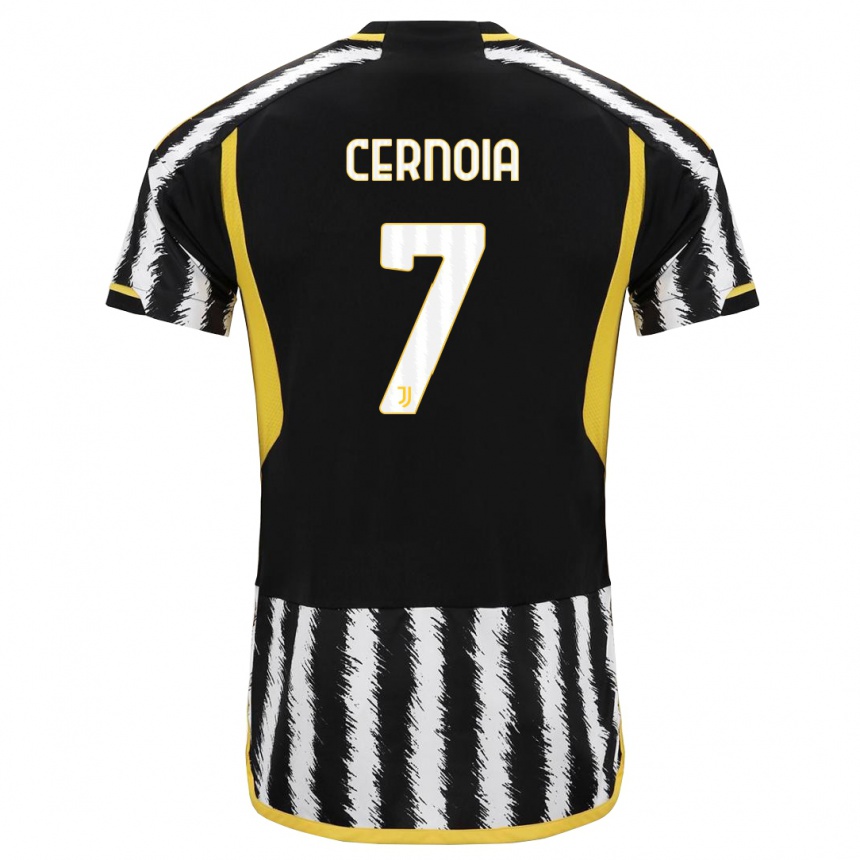 Men  Valentina Cernoia #7 Black White Home Jersey 2023/24 T-Shirt