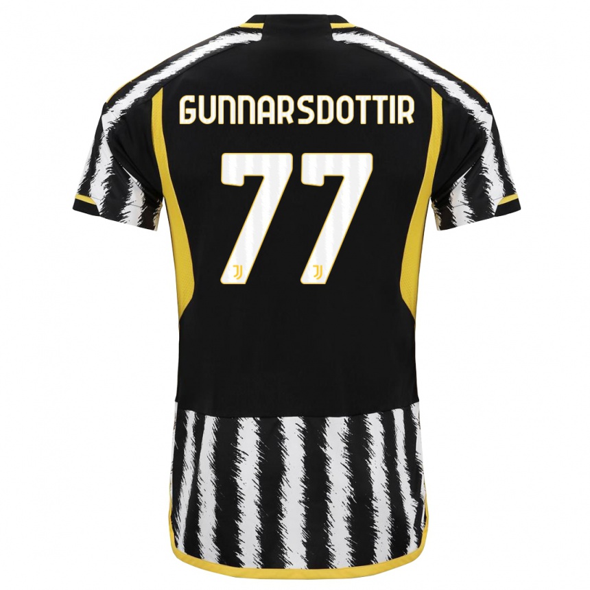 Men  Sara Bjork Gunnarsdottir #77 Black White Home Jersey 2023/24 T-Shirt