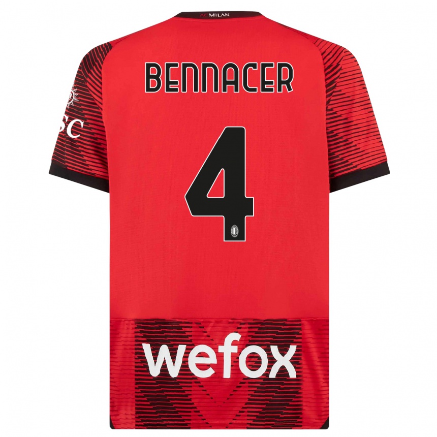 Men  Ismael Bennacer #4 Red  Black Home Jersey 2023/24 T-Shirt