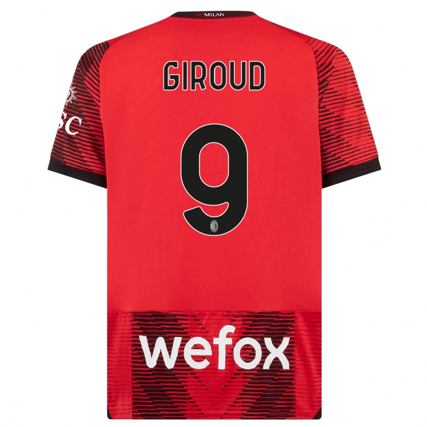 Men  Olivier Giroud #9 Red  Black Home Jersey 2023/24 T-Shirt