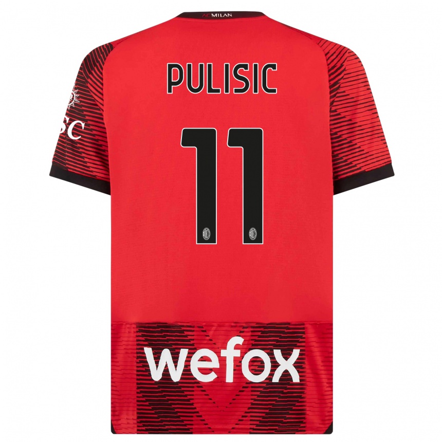 Men  Christian Pulisic #11 Red  Black Home Jersey 2023/24 T-Shirt