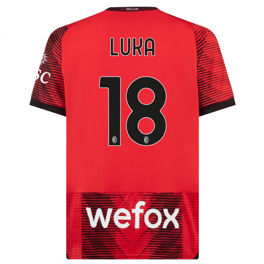 Men  Luka Romero #18 Red  Black Home Jersey 2023/24 T-Shirt