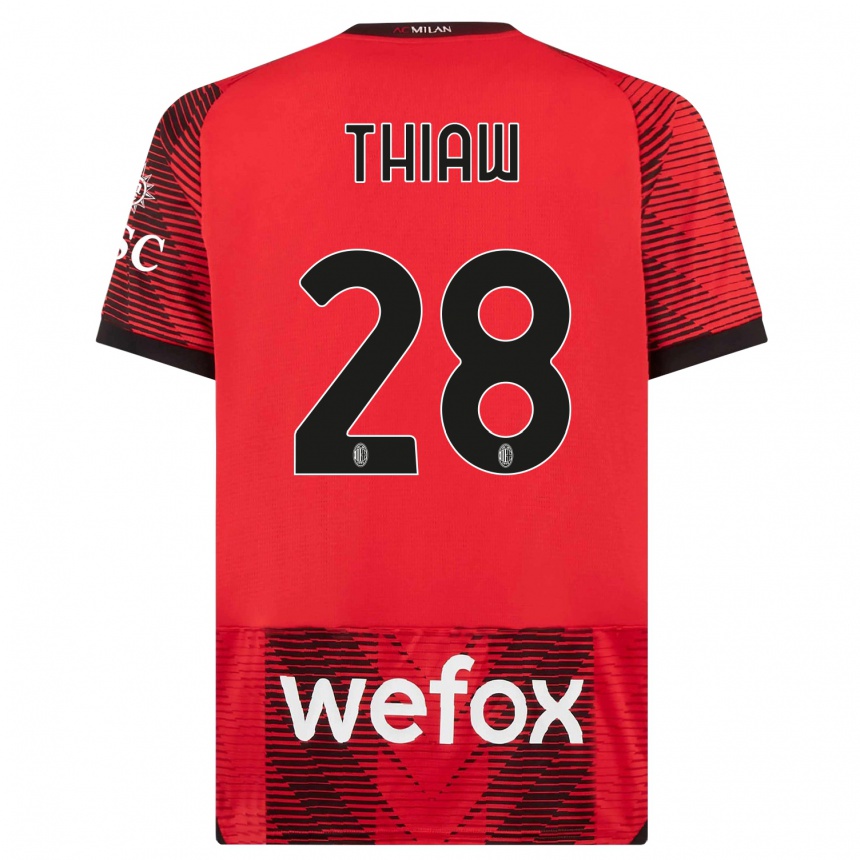 Men  Malick Thiaw #28 Red  Black Home Jersey 2023/24 T-Shirt