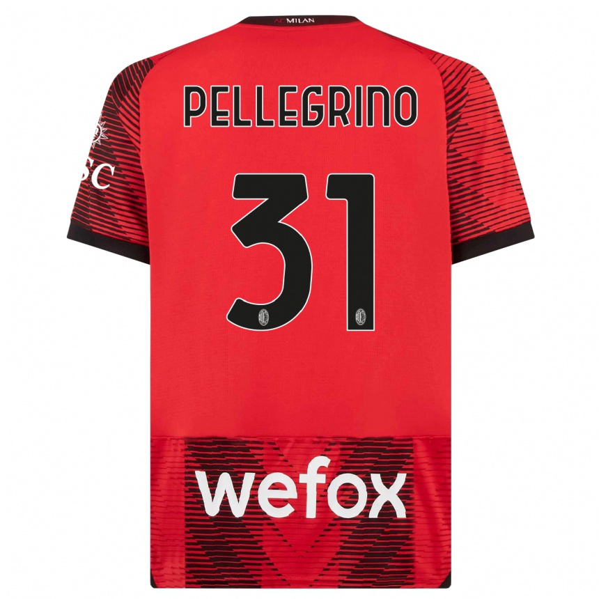 Men  Marco Pellegrino #31 Red  Black Home Jersey 2023/24 T-Shirt