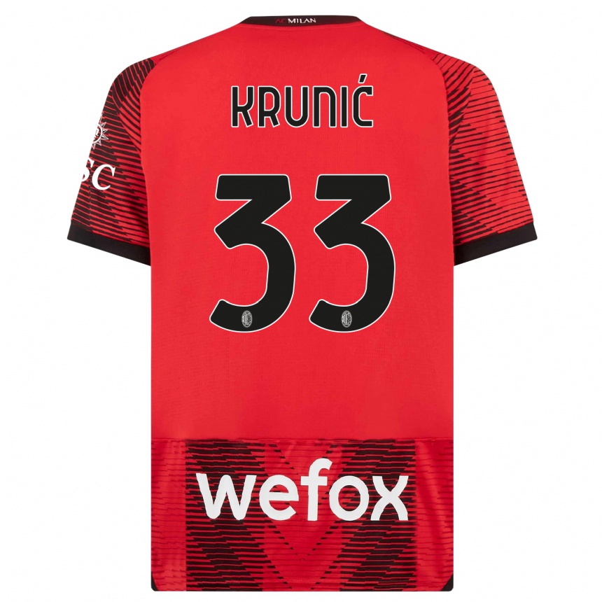 Men  Rade Krunic #33 Red  Black Home Jersey 2023/24 T-Shirt