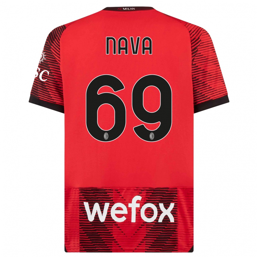 Men  Lapo Nava #69 Red  Black Home Jersey 2023/24 T-Shirt