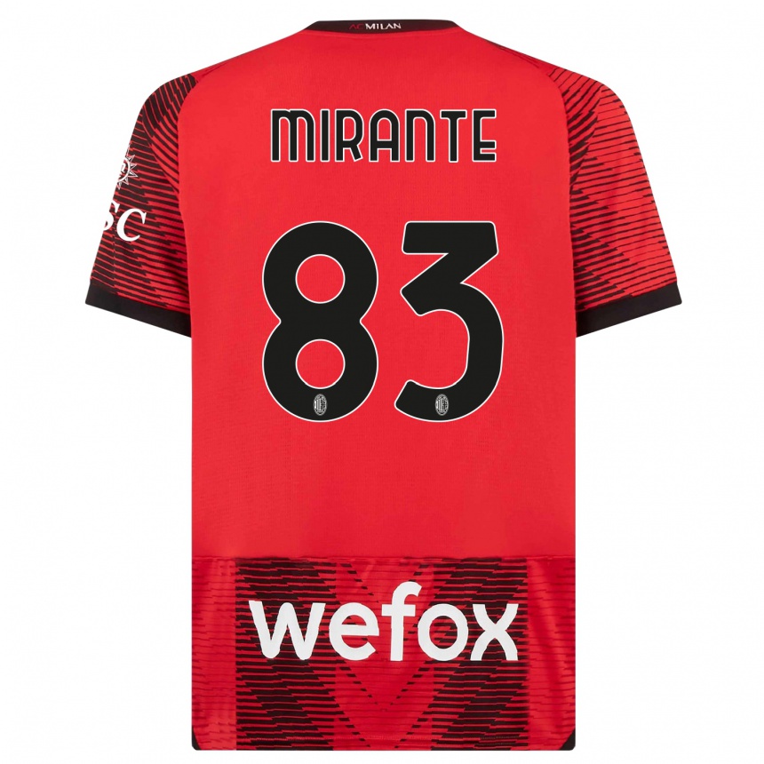 Men  Antonio Mirante #83 Red  Black Home Jersey 2023/24 T-Shirt