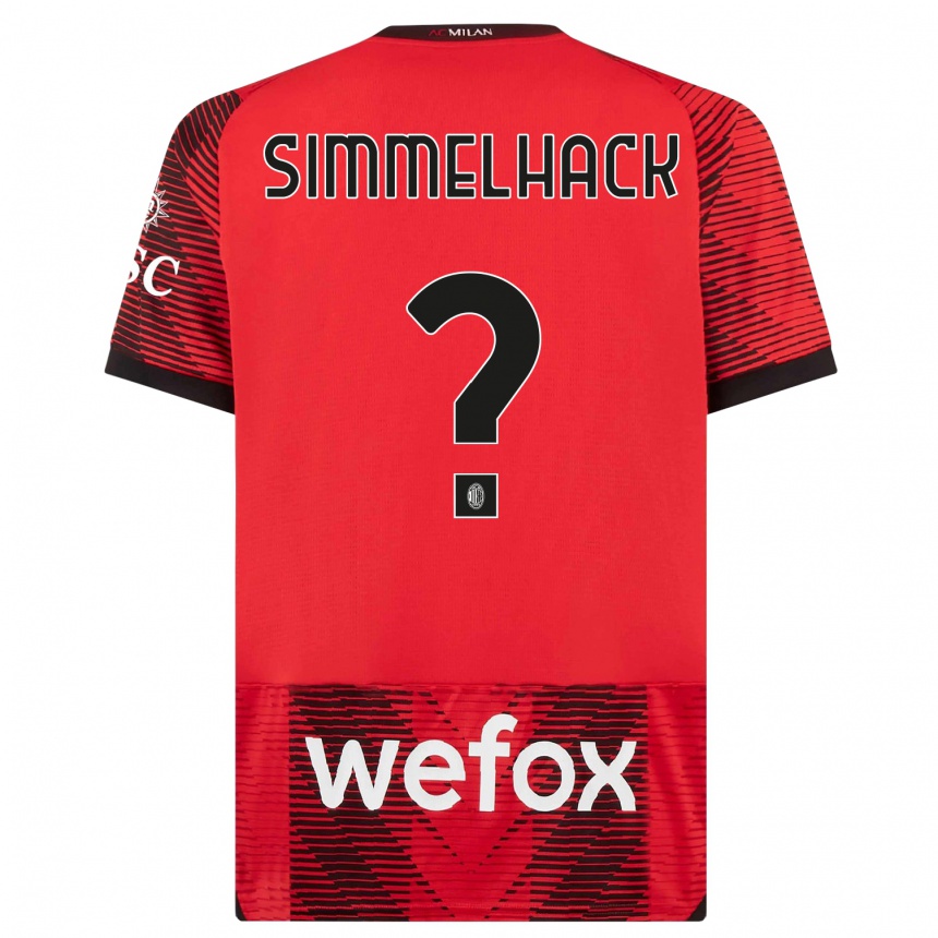 Men  Alexander Simmelhack #0 Red  Black Home Jersey 2023/24 T-Shirt