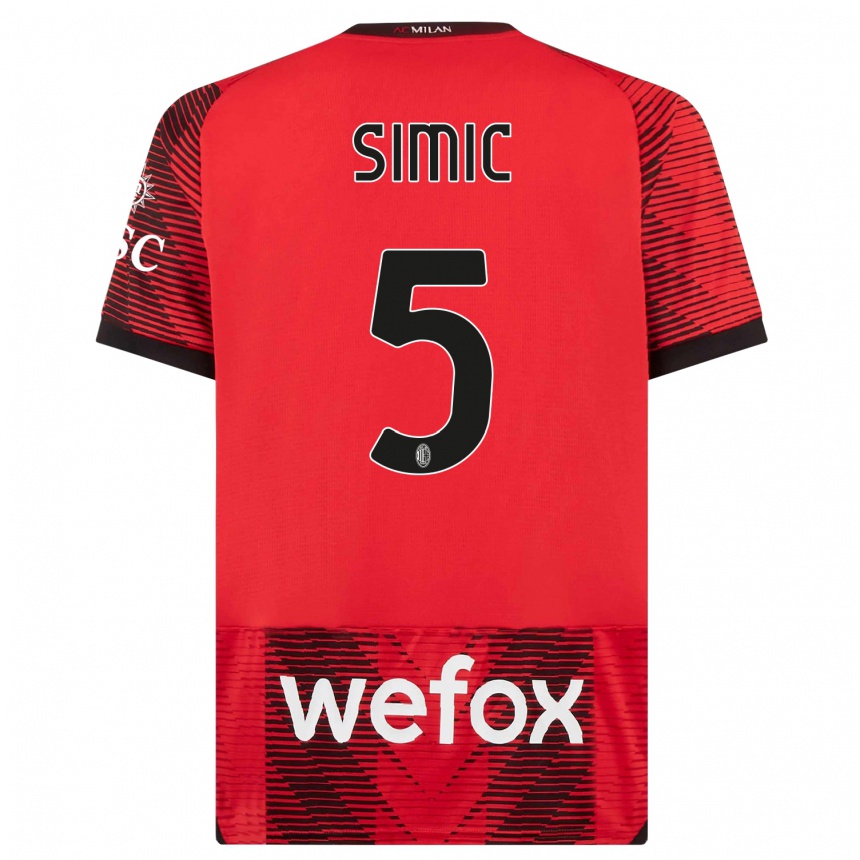 Men  Jan-Carlo Simic #5 Red  Black Home Jersey 2023/24 T-Shirt