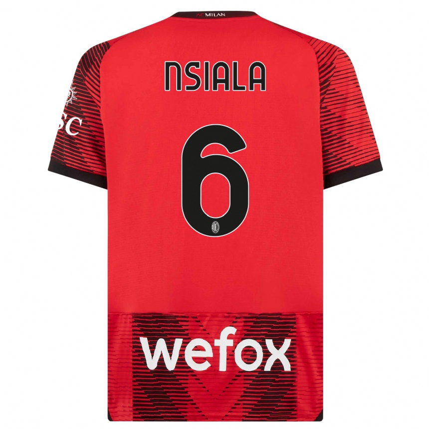 Men  Clinton Nsiala #6 Red  Black Home Jersey 2023/24 T-Shirt