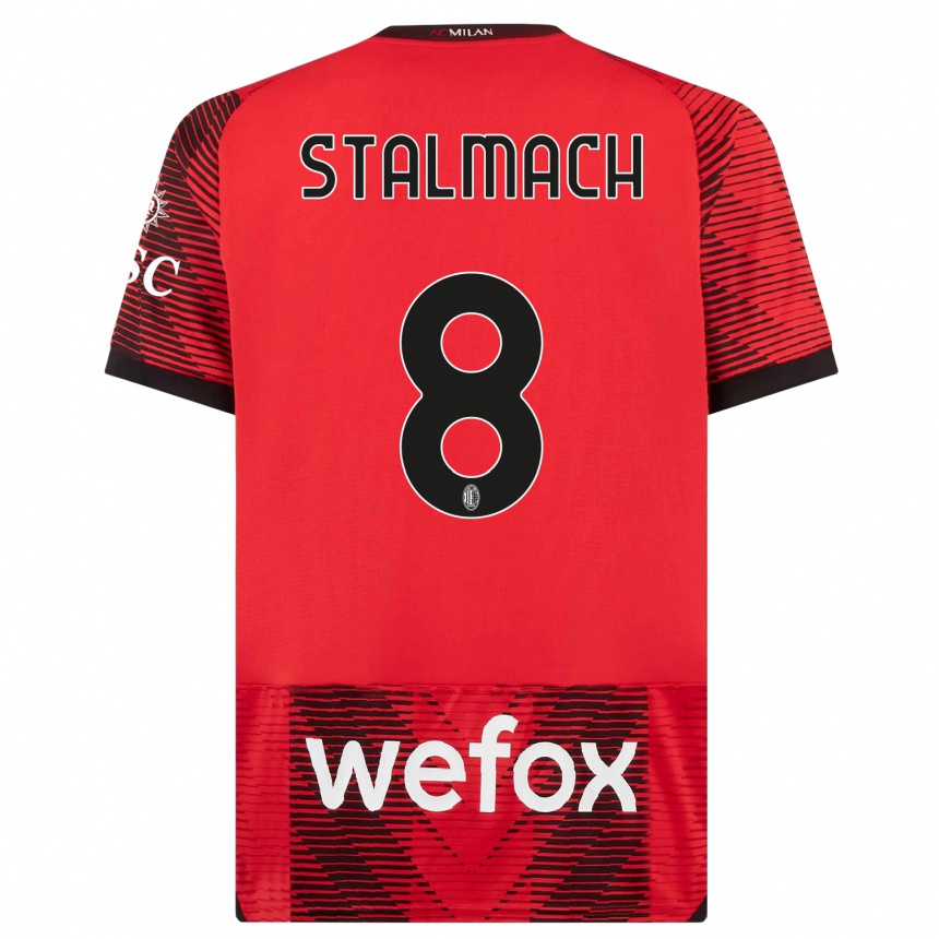 Men  Dariusz Stalmach #8 Red  Black Home Jersey 2023/24 T-Shirt