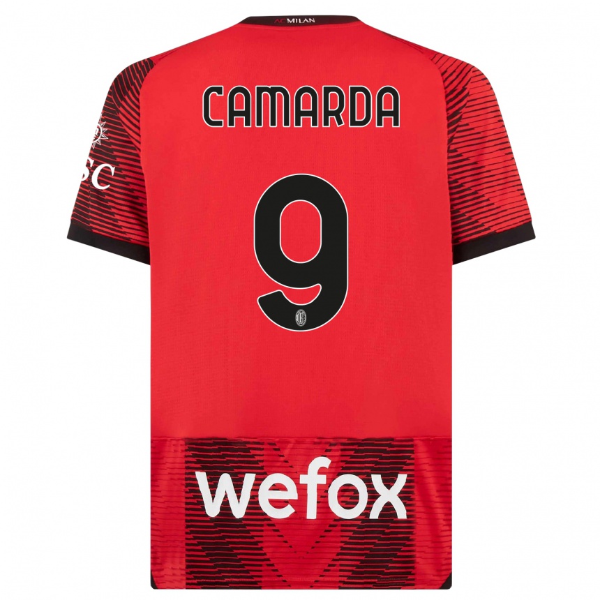 Men  Francesco Camarda #9 Red  Black Home Jersey 2023/24 T-Shirt