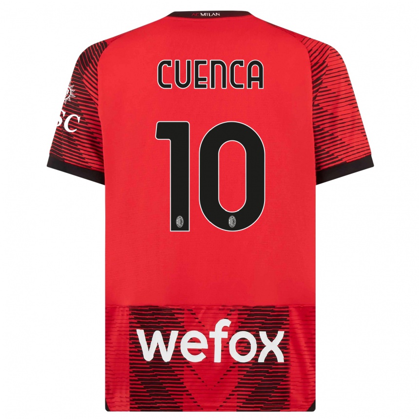 Men  Hugo Cuenca #10 Red  Black Home Jersey 2023/24 T-Shirt