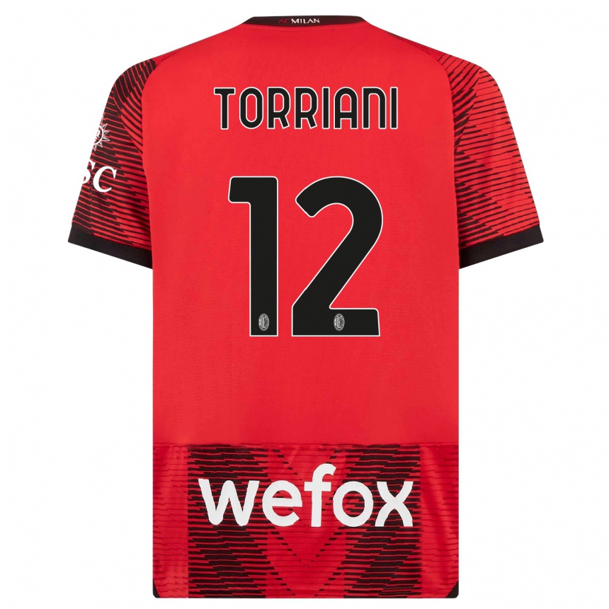 Men  Lorenzo Torriani #12 Red  Black Home Jersey 2023/24 T-Shirt