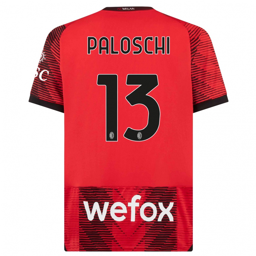 Men  Dorian Paloschi #13 Red  Black Home Jersey 2023/24 T-Shirt