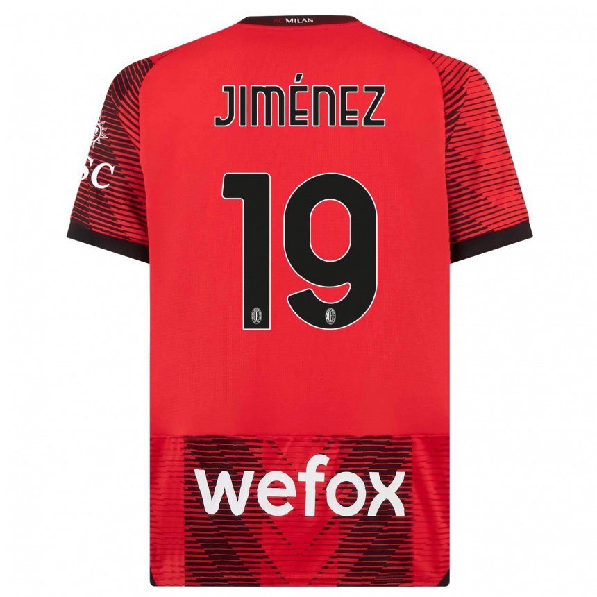 Men  Álex Jiménez #19 Red  Black Home Jersey 2023/24 T-Shirt