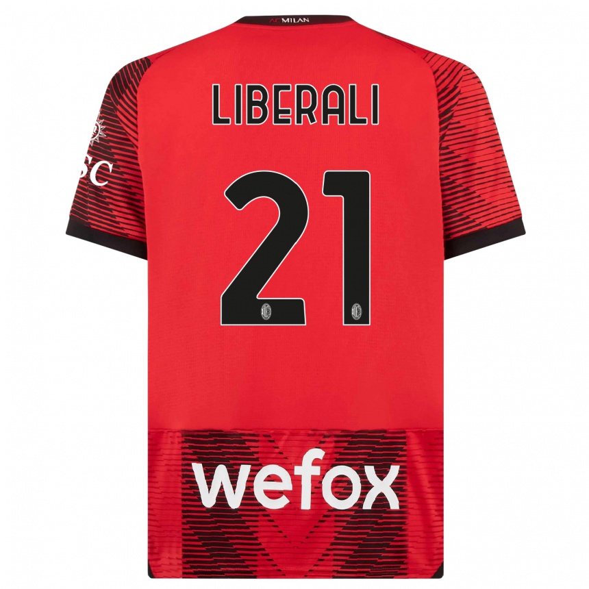 Men  Mattia Liberali #21 Red  Black Home Jersey 2023/24 T-Shirt