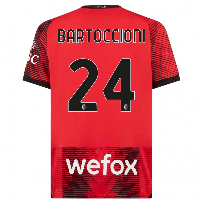 Men  Andrea Bartoccioni #24 Red  Black Home Jersey 2023/24 T-Shirt