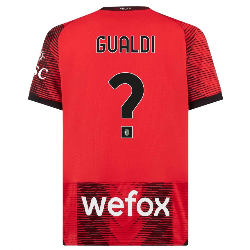 Men  Andrea Gualdi #0 Red  Black Home Jersey 2023/24 T-Shirt