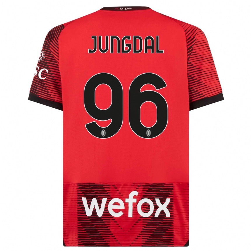 Men  Andreas Jungdal #96 Red  Black Home Jersey 2023/24 T-Shirt