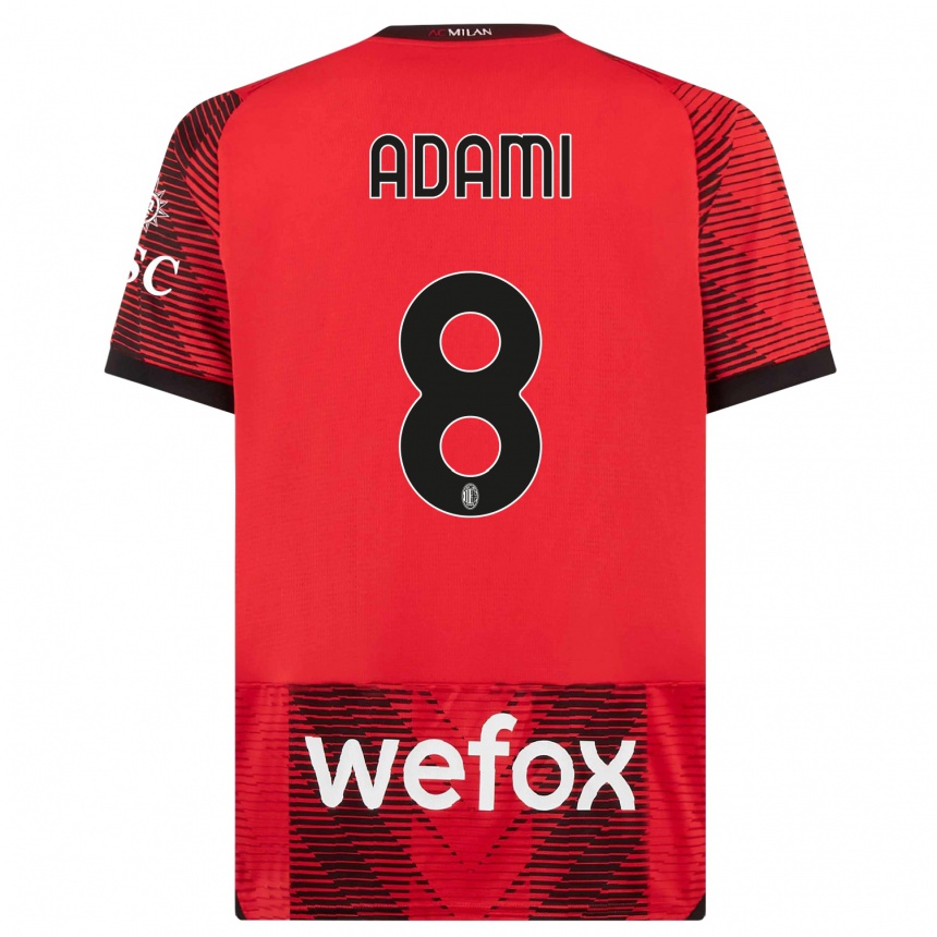 Men  Greta Adami #8 Red  Black Home Jersey 2023/24 T-Shirt