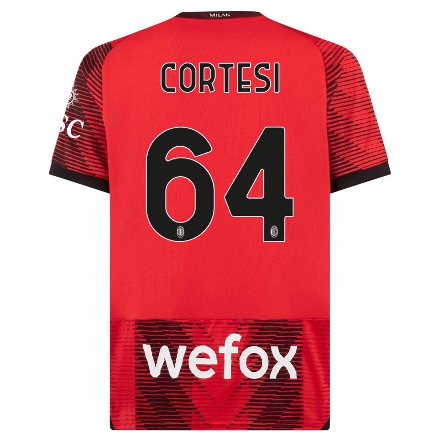 Men  Selena Cortesi #64 Red  Black Home Jersey 2023/24 T-Shirt