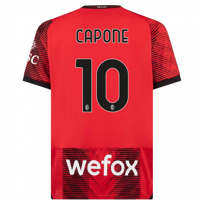 Men  Andrea Capone #10 Red  Black Home Jersey 2023/24 T-Shirt