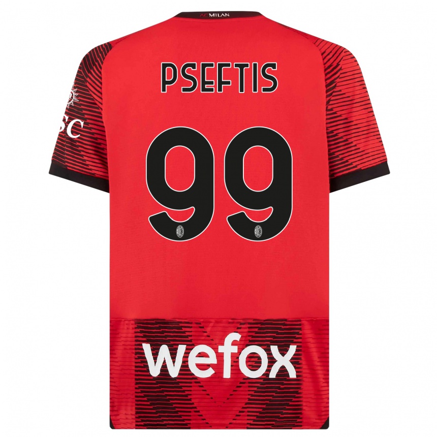 Men  Fotios Pseftis #99 Red  Black Home Jersey 2023/24 T-Shirt