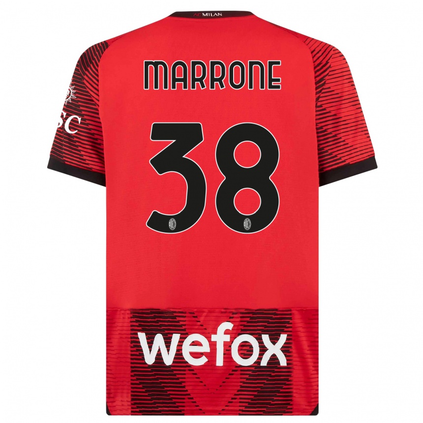 Men  Federico Marrone #38 Red  Black Home Jersey 2023/24 T-Shirt