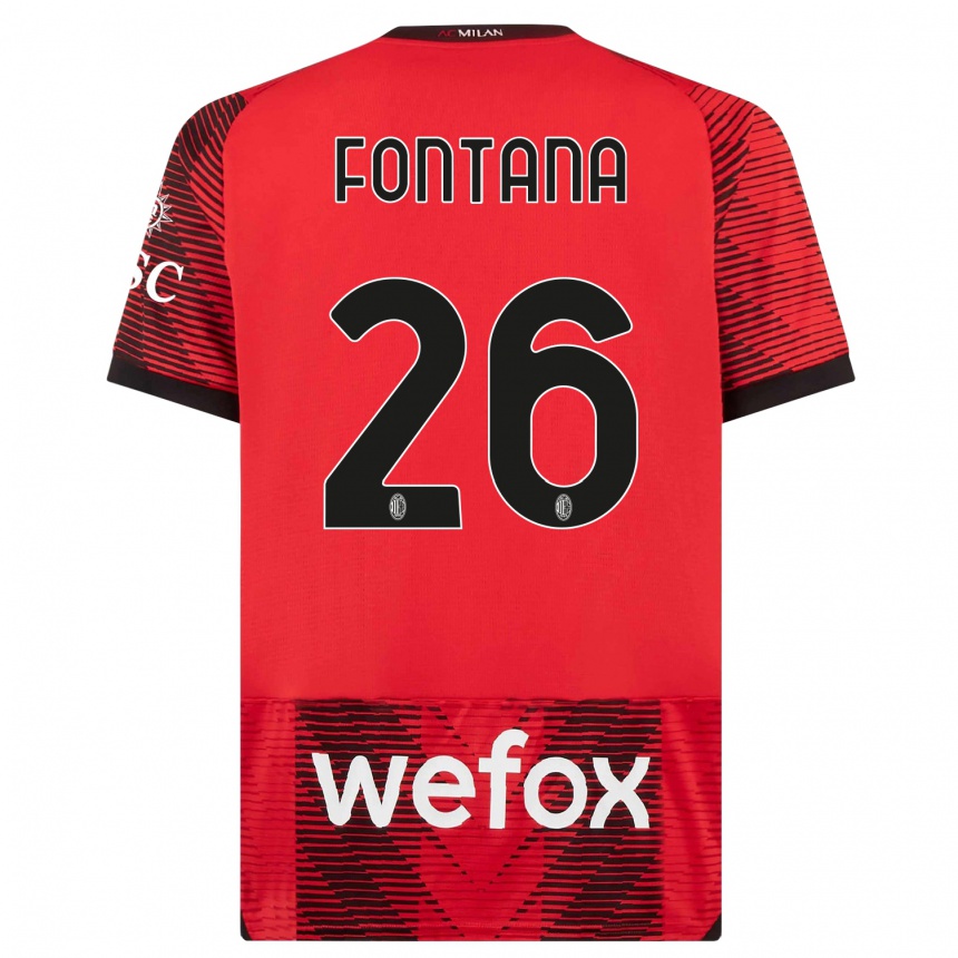 Men  Francesco Fontana #26 Red  Black Home Jersey 2023/24 T-Shirt