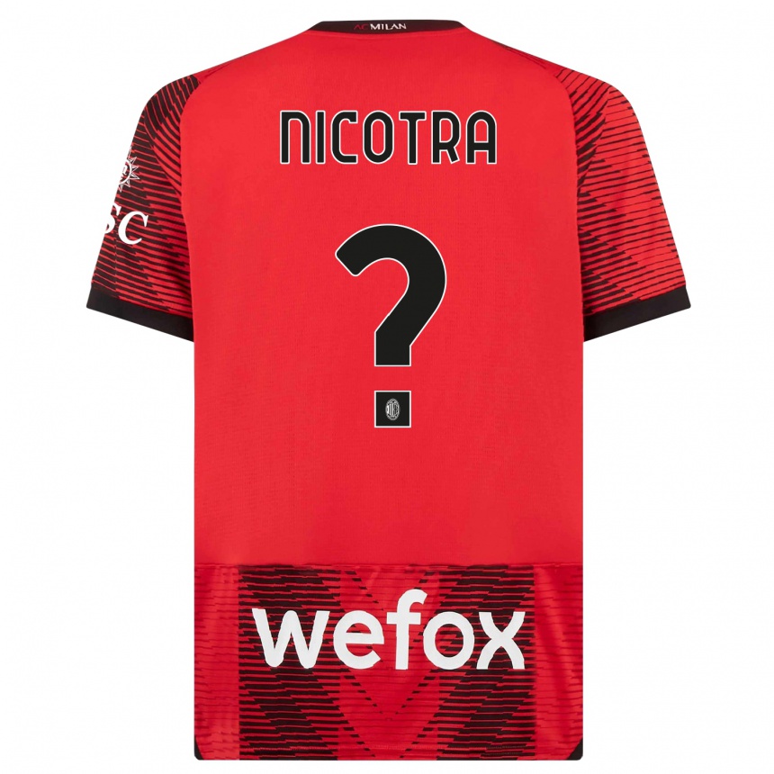 Men  Riccardo Nicotra #0 Red  Black Home Jersey 2023/24 T-Shirt