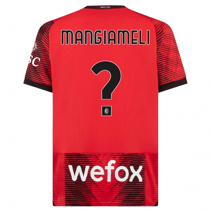 Men  Federico Mangiameli #0 Red  Black Home Jersey 2023/24 T-Shirt
