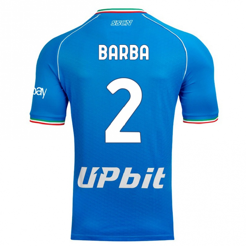 Men  Benedetto Barba #2 Sky Blue Home Jersey 2023/24 T-Shirt