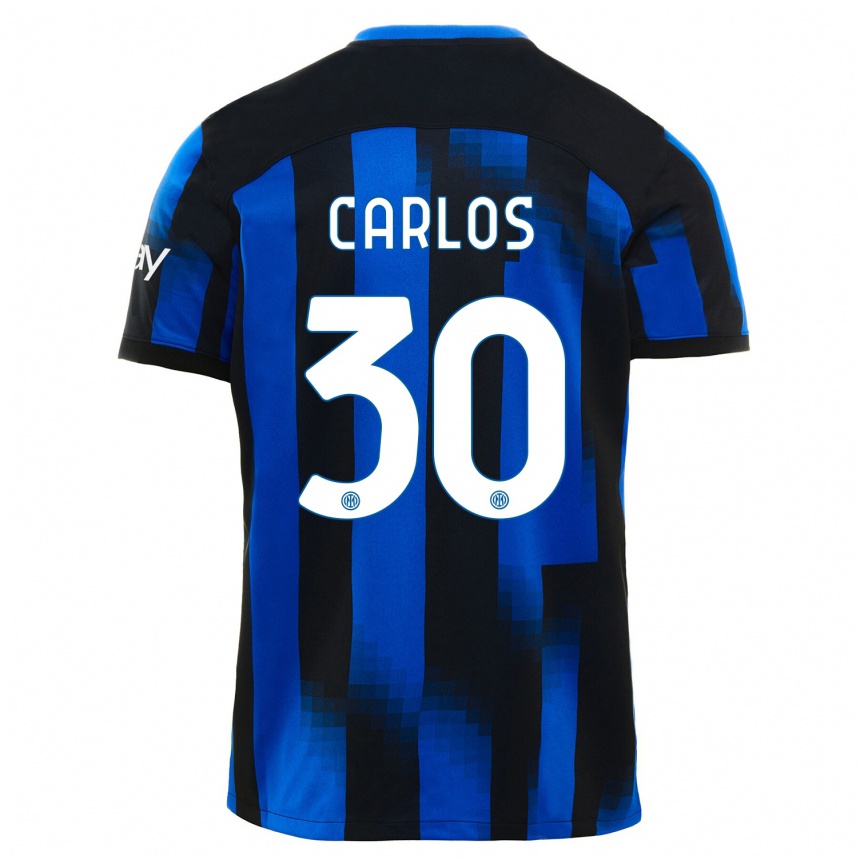 Men  Carlos Augusto #30 Black Blue Home Jersey 2023/24 T-Shirt