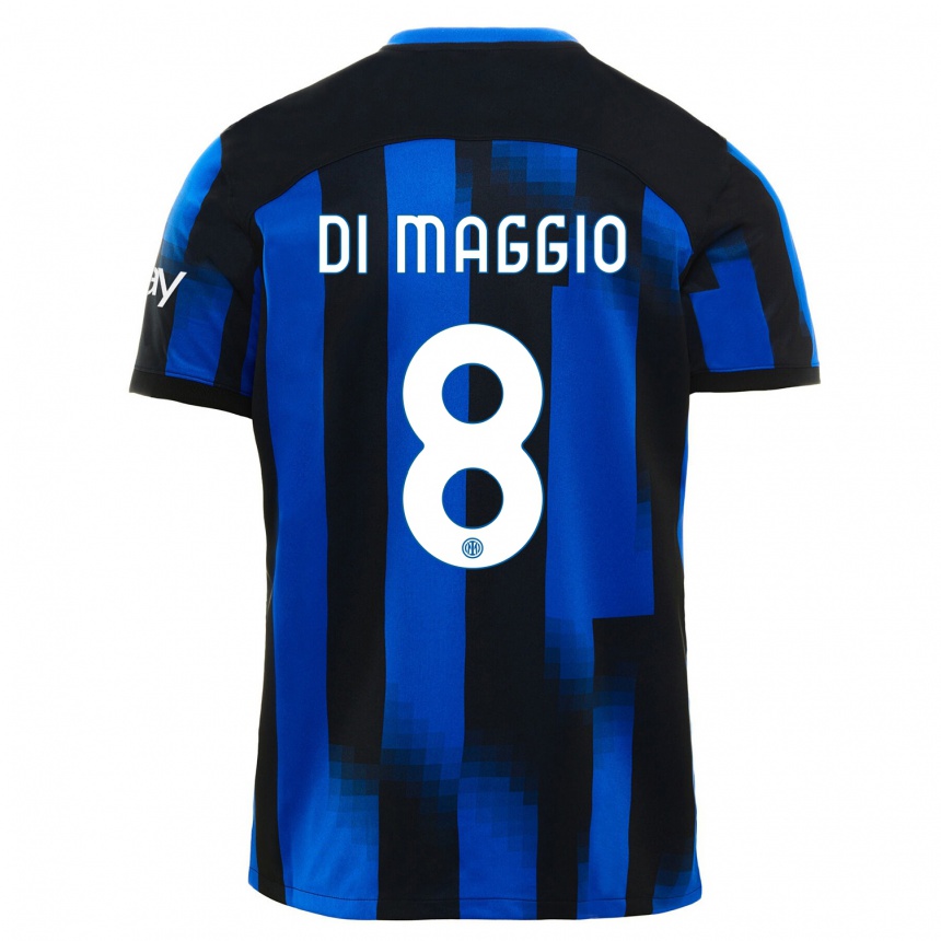 Men  Luca Di Maggio #8 Black Blue Home Jersey 2023/24 T-Shirt