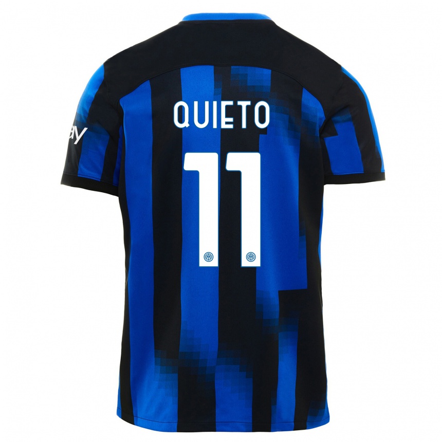 Men  Daniele Quieto #11 Black Blue Home Jersey 2023/24 T-Shirt