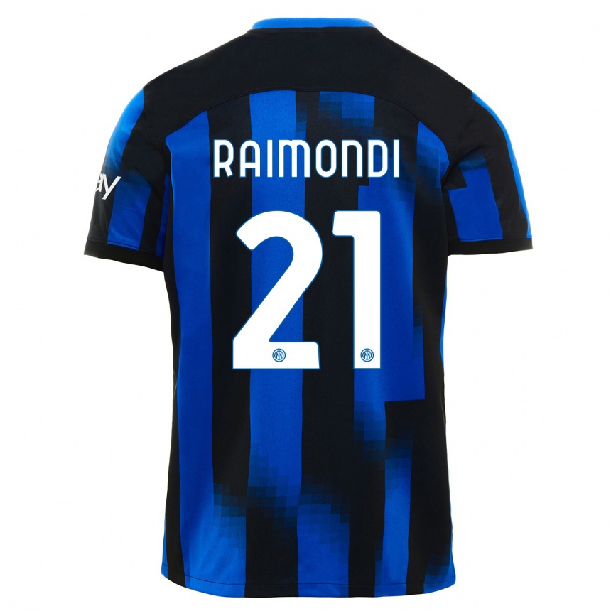 Men  Paolo Raimondi #21 Black Blue Home Jersey 2023/24 T-Shirt