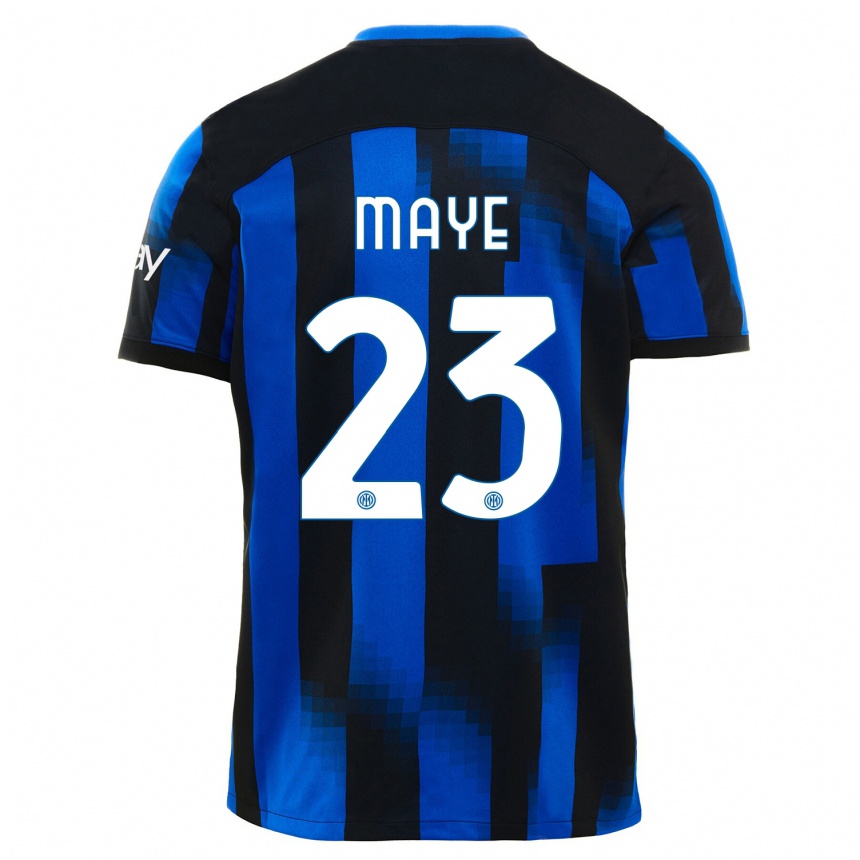 Men  Yvan Maye #23 Black Blue Home Jersey 2023/24 T-Shirt