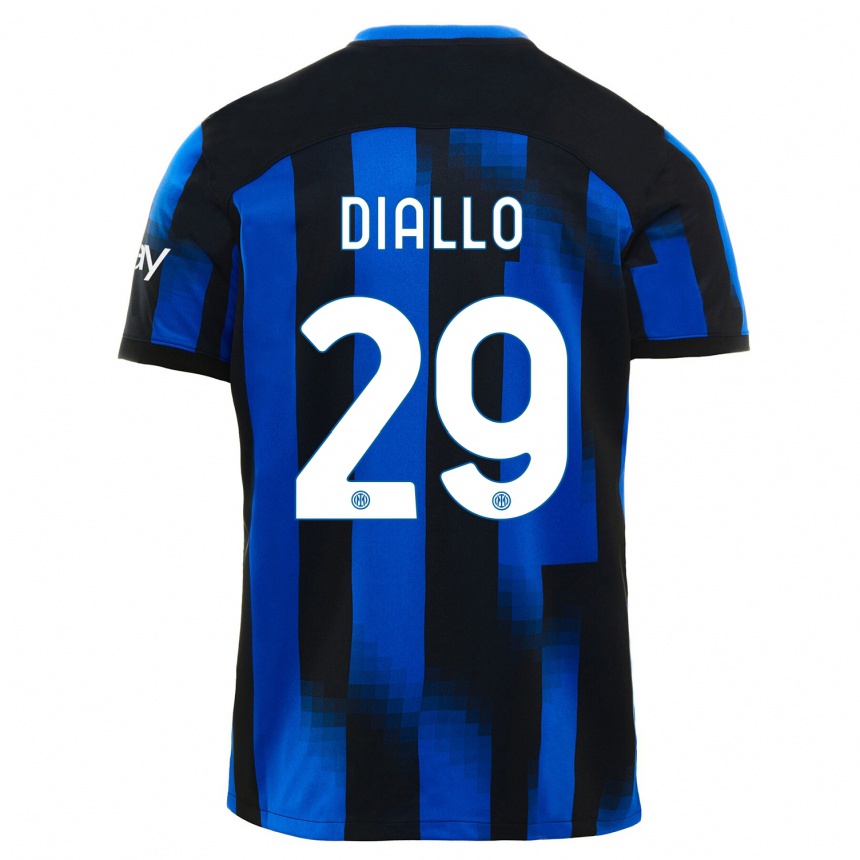 Men  Oumar Diallo #29 Black Blue Home Jersey 2023/24 T-Shirt