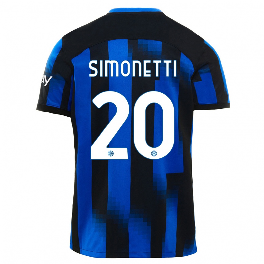 Men  Flaminia Simonetti #20 Black Blue Home Jersey 2023/24 T-Shirt