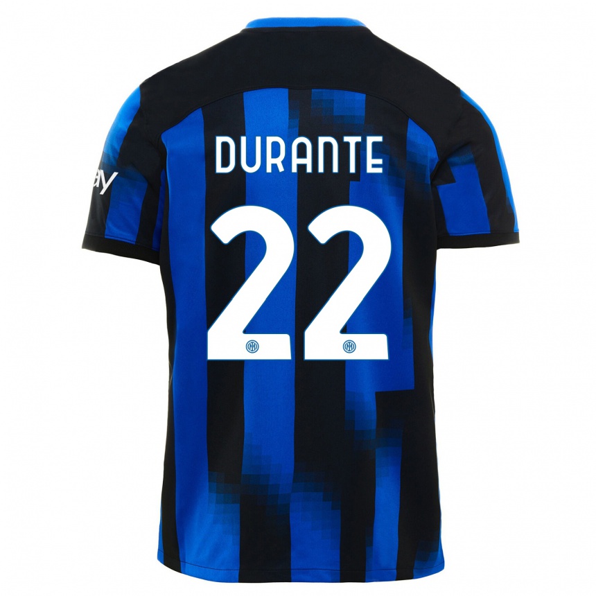 Men  Francesca Durante #22 Black Blue Home Jersey 2023/24 T-Shirt