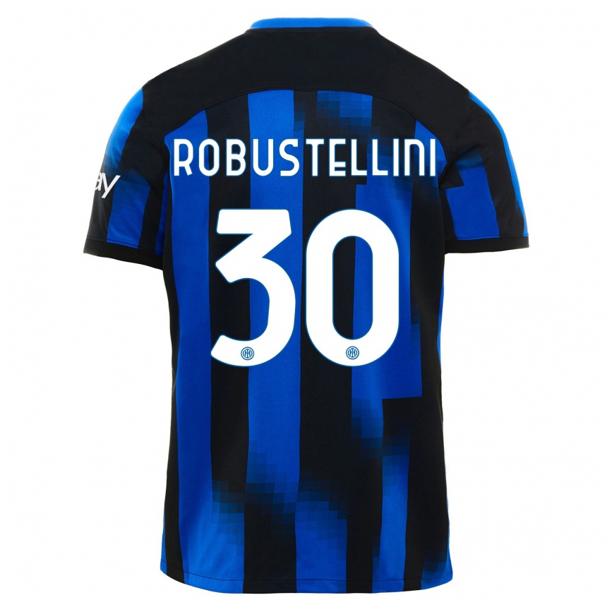 Men  Chiara Robustellini #30 Black Blue Home Jersey 2023/24 T-Shirt