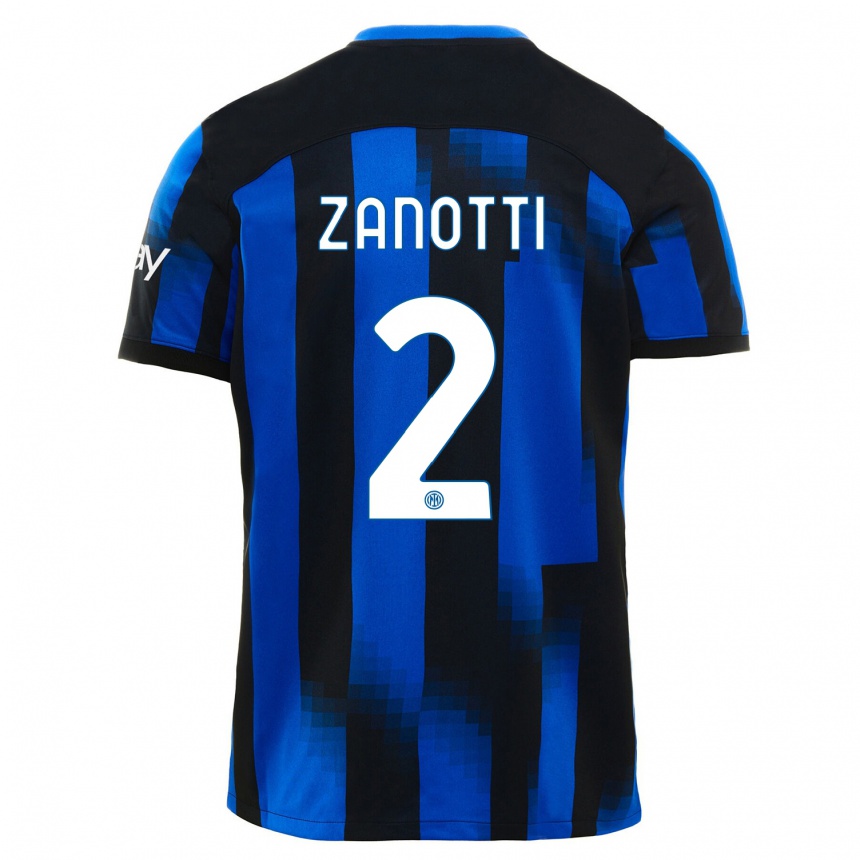 Men  Mattia Zanotti #2 Black Blue Home Jersey 2023/24 T-Shirt