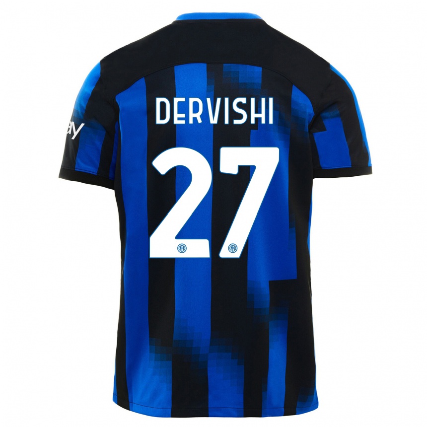 Men  Kristian Dervishi #27 Black Blue Home Jersey 2023/24 T-Shirt